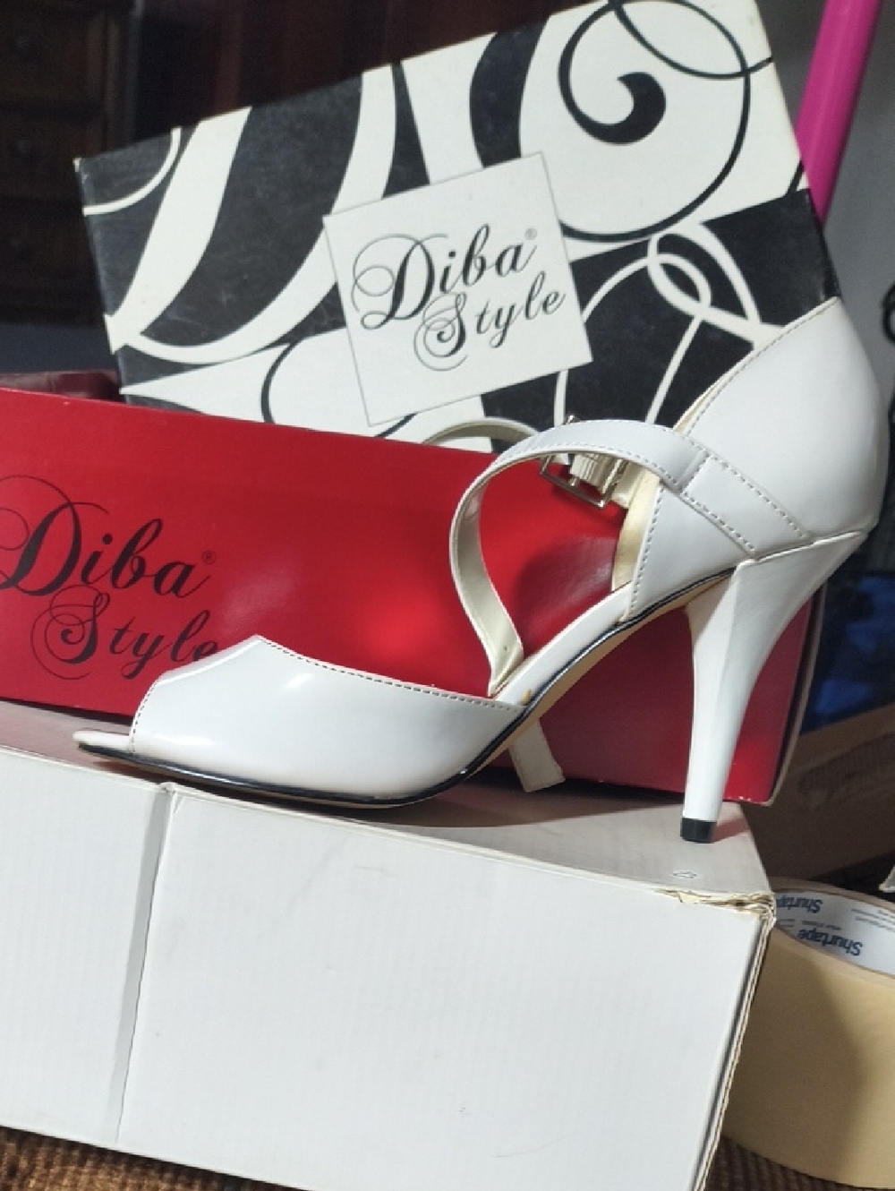 White Open-Toe Ankle Strap Heels